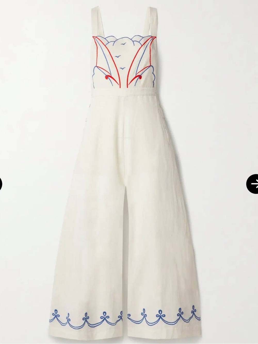 BODE Embroidered Cotton Linen Blend Jumpsuit